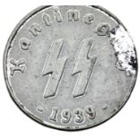 German WWII type SS marked 50 Reichspfennig coin, 1939. P&P Group 1 (£14+VAT for the first lot