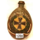 WWI Trench Art painted Imperial German water bottle. PP&P Group 2 (£18+VAT for the first lot and £