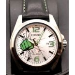 Gents Citizen Marvel Comics Hulk wristwatch. P&P Group 1 (£14+VAT for the first lot and £1+VAT for