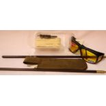 New John Shooter leather sheath UV over glasses and a gun cleaning item. P&P Group 2 (£18+VAT for