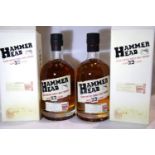 Two boxed bottles of 23 year old Hammer Head Czech vintage single malt whisky. P&P Group 3 (£25+