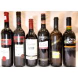 Six bottles of mixed red wine, Not available for in-house P&P, contact Paul O'Hea at Mailboxes on