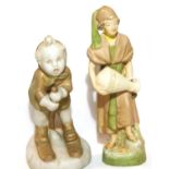 Two Royal Doulton figurines skiing and water carrier. P&P Group 3 (£25+VAT for the first lot and £