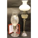 Thomas Webb Crystal Royal Wedding limited edition candle lamp, no 23 with CoA and a vintage silver