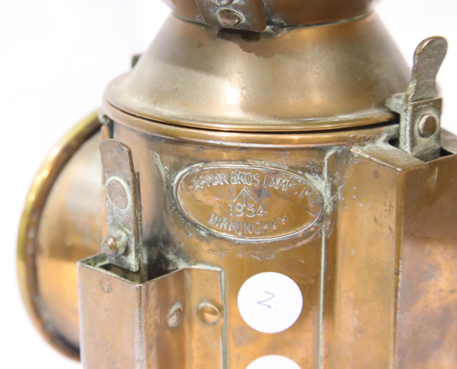 Copper railway warning lamp with red lens, H: 33 cm. P&P Group 3 (£25+VAT for the first lot and £5+ - Image 3 of 4