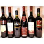 Six bottles of mixed red wine, Not available for in-house P&P, contact Paul O'Hea at Mailboxes on