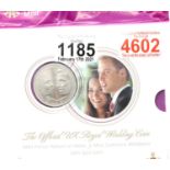 Prince William Royal Wedding commemorative coin in Royal Mint sealed pack. P&P Group 1 (£14+VAT