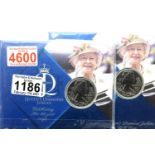 Two 2012 Queens Diamond Jubilee £5 coins in sealed Royal Mint packaging. P&P Group 1 (£14+VAT for