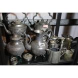 Collection of silver plated pewter, Britannia metal ware including teapot etc. Not available for