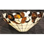 Large Tiffany type glass ceiling shade, D: 48 cm. Not available for in-house P&P, contact Paul O'Hea