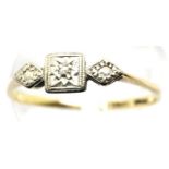 9ct gold diamond ring, size L, 1.6g. P&P Group 1 (£14+VAT for the first lot and £1+VAT for