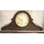 Oak cased chiming mantel clock, not working at time of lotting. Not available for in-house P&P,