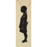 Scott Ford painted silhouette of Kathleen Bowden, signed in pencil and dated 1925, 32 x 11 cm. Not