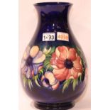 Large Moorcroft blue ground Anemone bulbous vase, H: 33 cm. P&P Group 3 (£25+VAT for the first lot
