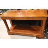 Contemporary single drawer hardwood console table, 127 x 46 x 78 cm. Not available for in-house P&P,