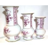 Three graduated German vases. P&P Group 3 (£25+VAT for the first lot and £5+VAT for subsequent lots)