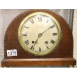 Mahogany arch mantel clock by Morath Bros twin gong pendulum. Not available for in-house P&P,