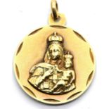 9ct gold Madonna and child pendant 5.0g, D: 22 mm. P&P Group 1 (£14+VAT for the first lot and £1+VAT
