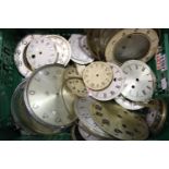 Box of clock faces, bezels, chapter rings etc. P&P Group 3 (£25+VAT for the first lot and £5+VAT for