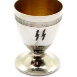 WWII Silver Plated Waffen SS Schnapps Cup. P&P Group 1 (£14+VAT for the first lot and £1+VAT for