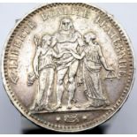 1875 - Silver 5 Francs - French republic. P&P Group 1 (£14+VAT for the first lot and £1+VAT for