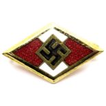 WWII German Boxed Gold Hitler Youth Leaders Pin with serial number. P&P Group 1 (£14+VAT for the