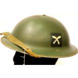 WWII British Helmet Dated 1939 with insignia of a Gurkha unit. P&P Group 2 (£18+VAT for the first