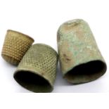 Three Bronze thimbles. P&P Group 1 (£14+VAT for the first lot and £1+VAT for subsequent lots)