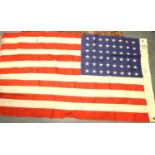 WWII US Naval Stars and Stripes Flag with 48 stars stamped US Norfolk, USN 1944. Each panel has been