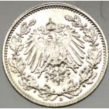 1915 - Silver Half Mark of the German Reich - Mint D - Munich. P&P Group 1 (£14+VAT for the first