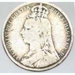 1889 - Silver Shilling of Queen Victoria. P&P Group 1 (£14+VAT for the first lot and £1+VAT for