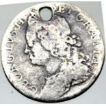 1758 - Silver Shilling of King George II. P&P Group 1 (£14+VAT for the first lot and £1+VAT for