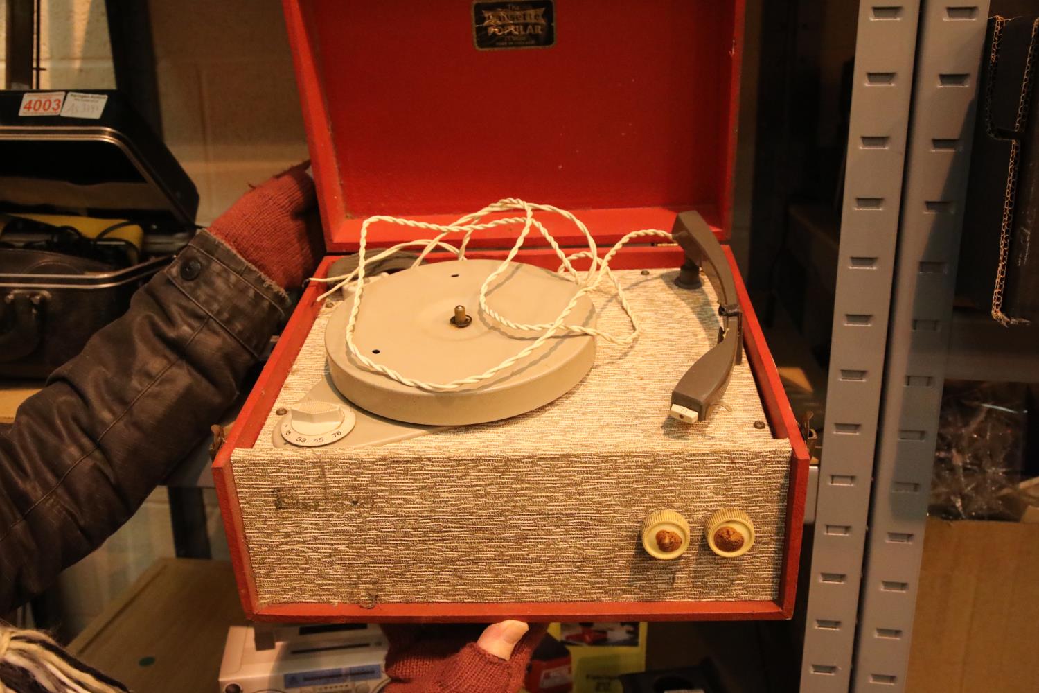 Dansette Popular four speed vintage record player. Not available for in-house P&P, contact Paul O'