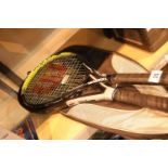 Wilson US Open and triad graphite tennis rackets and covers. P&P Group 3 (£25+VAT for the first