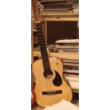 Burswood acoustic guitar, lacking two tuning pegs. Not available for in-house P&P, contact Paul O'