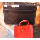 Leather effect briefcase, leather effect Attache case and a black holdall. Not available for in-