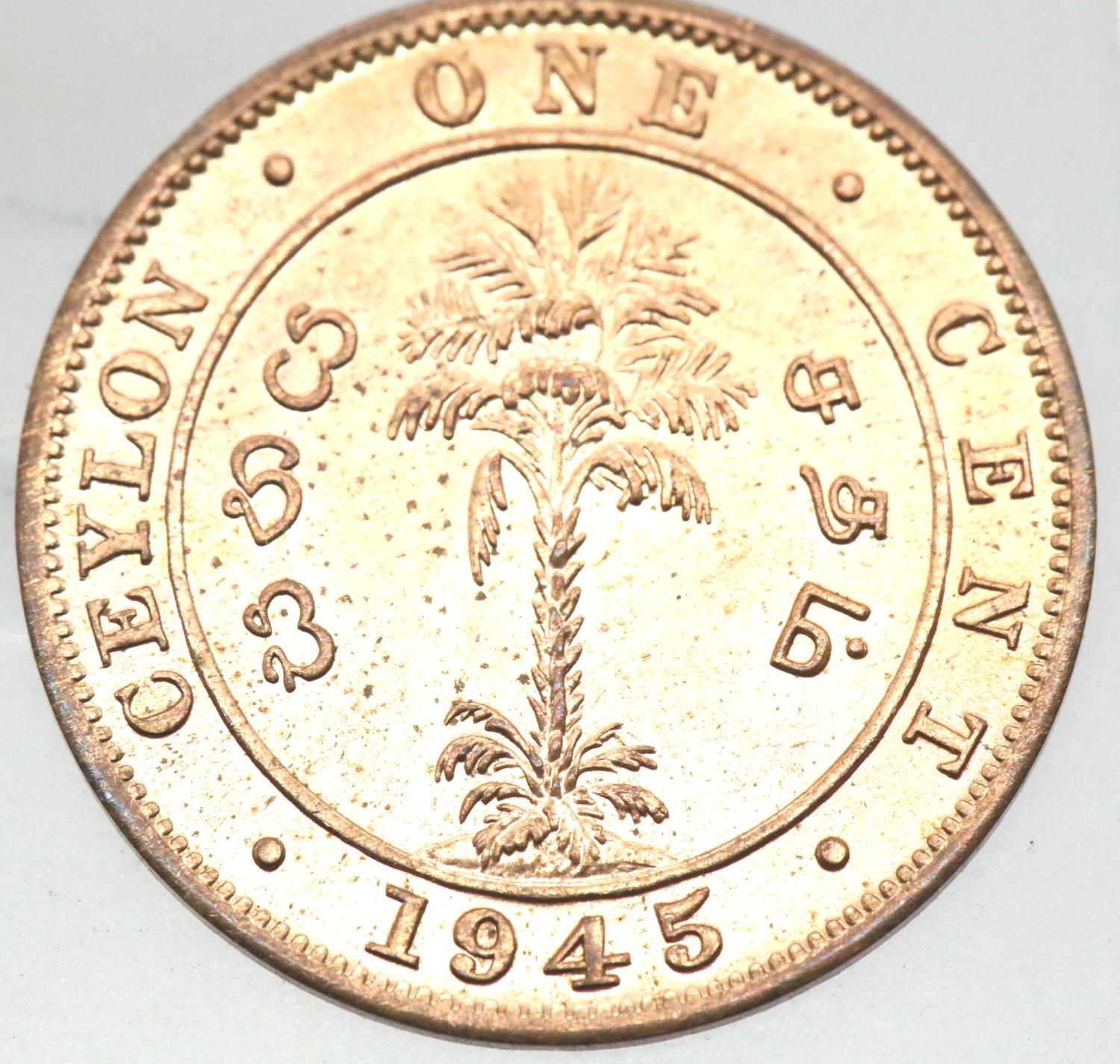 1945 - Ceylon - Uncirculated one Cent piece. P&P Group 1 (£14+VAT for the first lot and £1+VAT for - Image 2 of 2