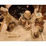 Three ceramic child figurines, one labeled Shudehill. Not available for in-house P&P, contact Paul