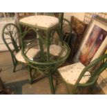 Glass topped conservatory table and four chairs. Not available for in-house P&P, contact Paul O'