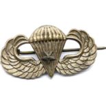WWII US Paratroopers Wings With 1 Combat Jump Star. Late War silver plated made by M.B Luke,
