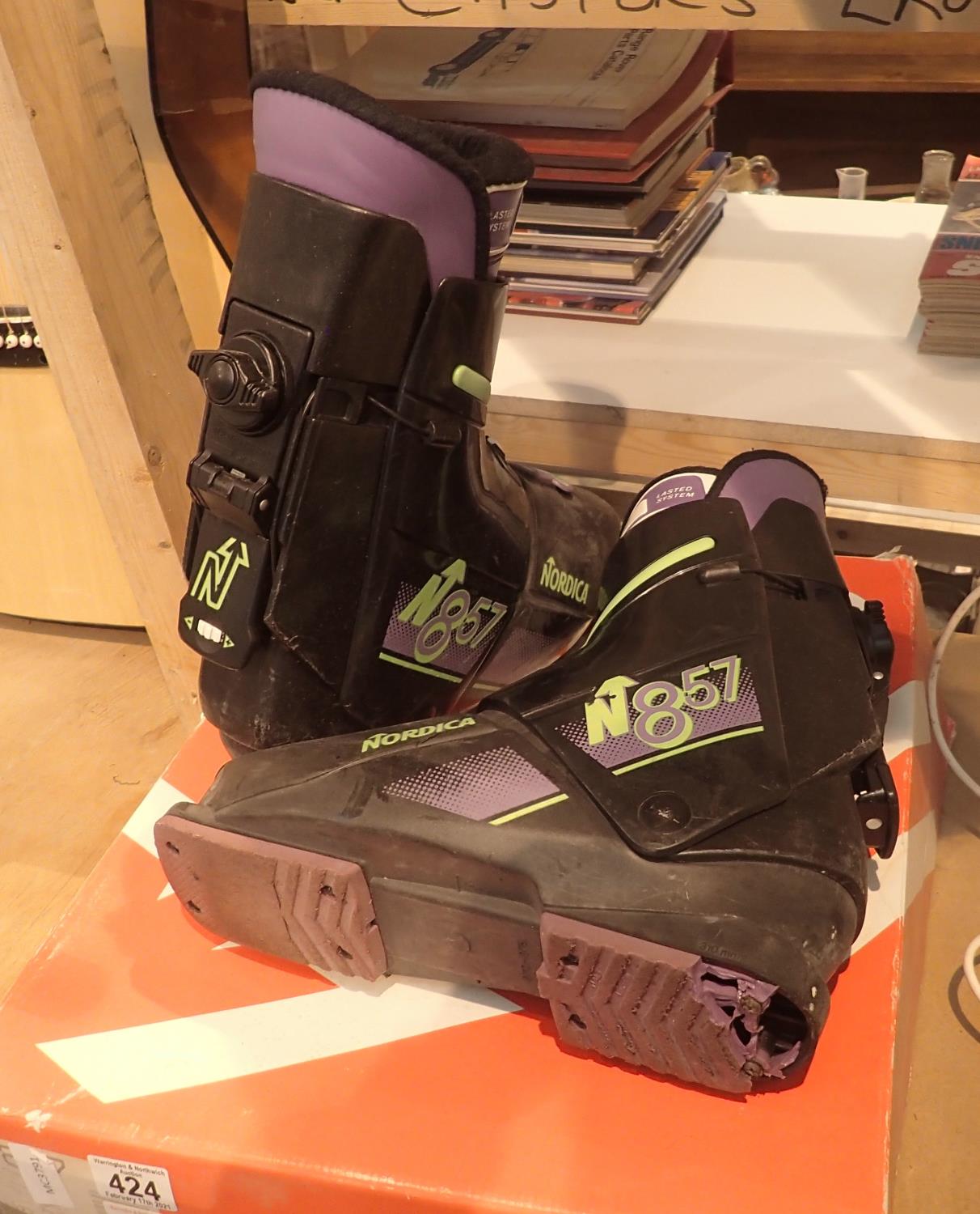 Pair of Italian Nordica ski boots, size 10. Not available for in-house P&P, contact Paul O'Hea at