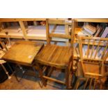 Oak slatted seated laboratory chair. Not available for in-house P&P, contact Paul O'Hea at Mailboxes