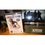 Boxed A-Team ultimate collection DVDs no 1-14 and WWII related DVDs. Not available for in-house P&P,