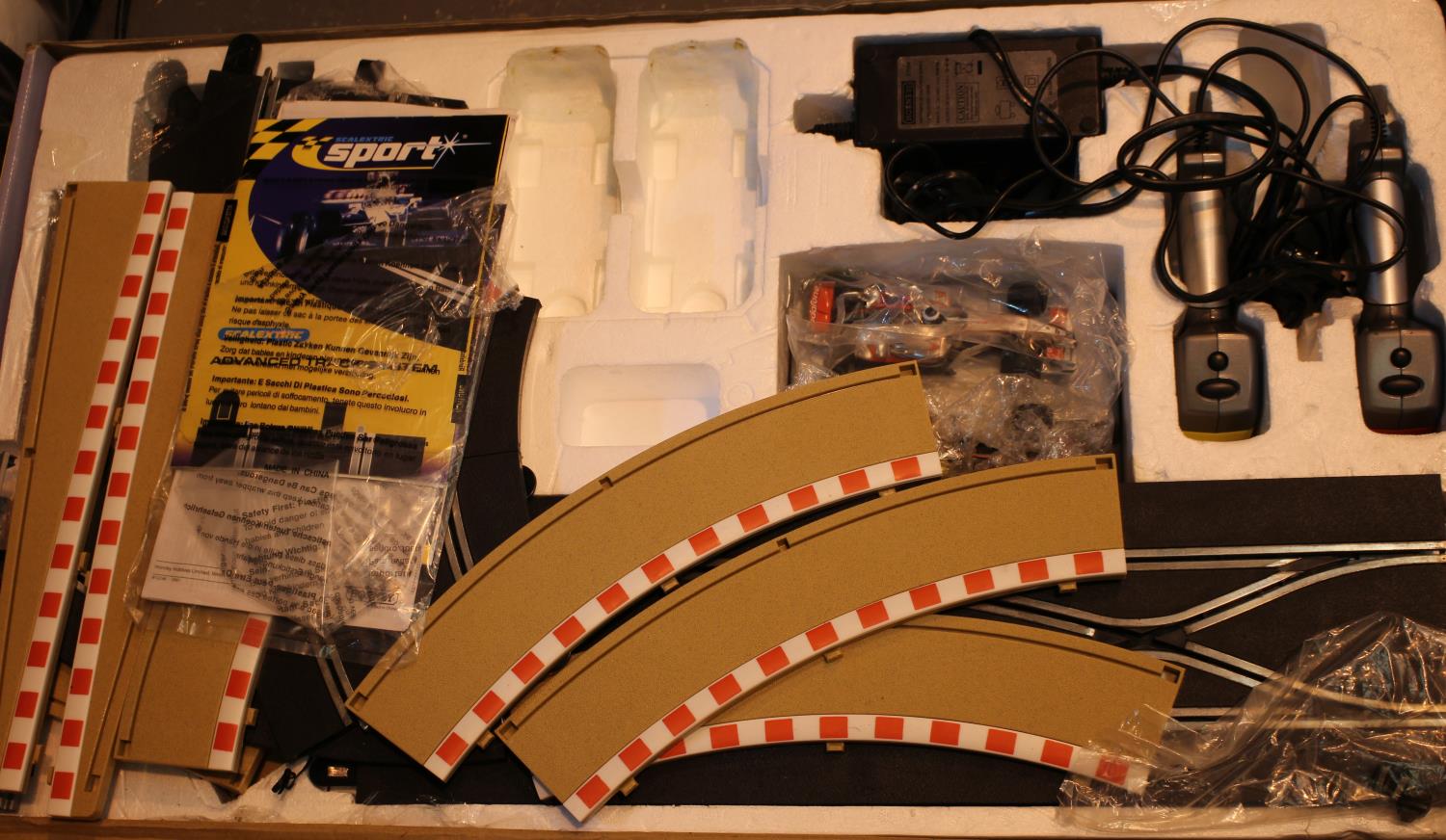 Boxed Vodafone Mercedes McLaren Scalextric set with cars. Not available for in-house P&P, contact