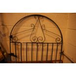 Arched top wrought iron garden gate, 82 x 176 cm. Not available for in-house P&P, contact Paul O'Hea