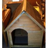 Large pine outdoor dog kennel. Not available for in-house P&P, contact Paul O'Hea at Mailboxes on