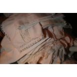 Collection of vintage linen including some embroidered and lace. P&P Group 2 (£18+VAT for the