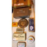 Selection of vintage metal cash boxes and a selection of advertising tins. P&P Group 2 (£18+VAT