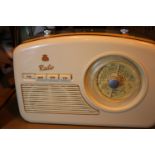 Cream GPO Rydell retro portable four band analogue radio, MW/LW/SW/FM, with retro dial face;