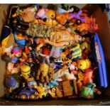 Box of children's play worn figurines. Not available for in-house P&P, contact Paul O'Hea at